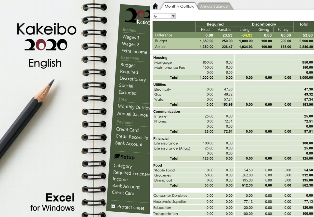 Kakeibo helps you organize your finances. Easy to use and customize